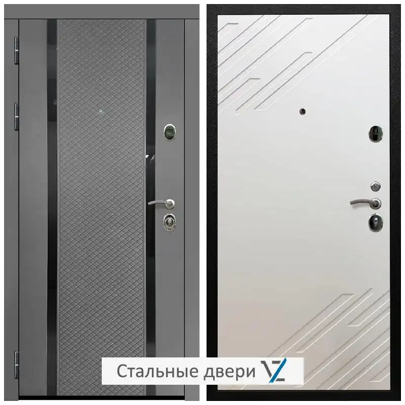 Дверь входная металлическая VZ Престиж Черная шагрень Графит абсолют софт / ФЛ-143 Шате крем
