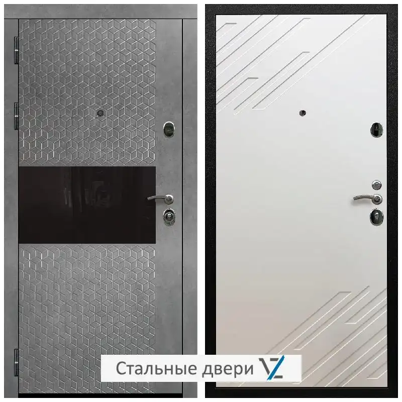 Дверь входная металлическая VZ Престиж Черная шагрень Штукатурка графит / ФЛ-143 Шате крем