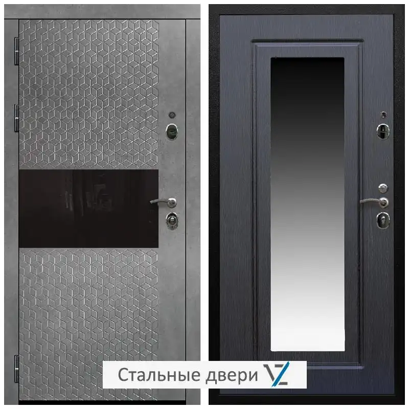 Дверь входная металлическая VZ Престиж Черная шагрень Штукатурка графит / ФЛЗ-120 Венге