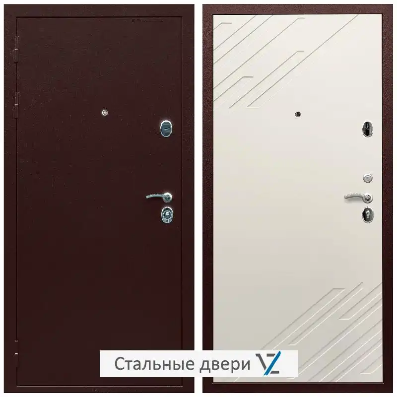Дверь входная металлическая VZ Люкс Антик медь / ФЛ-143 Шате крем
