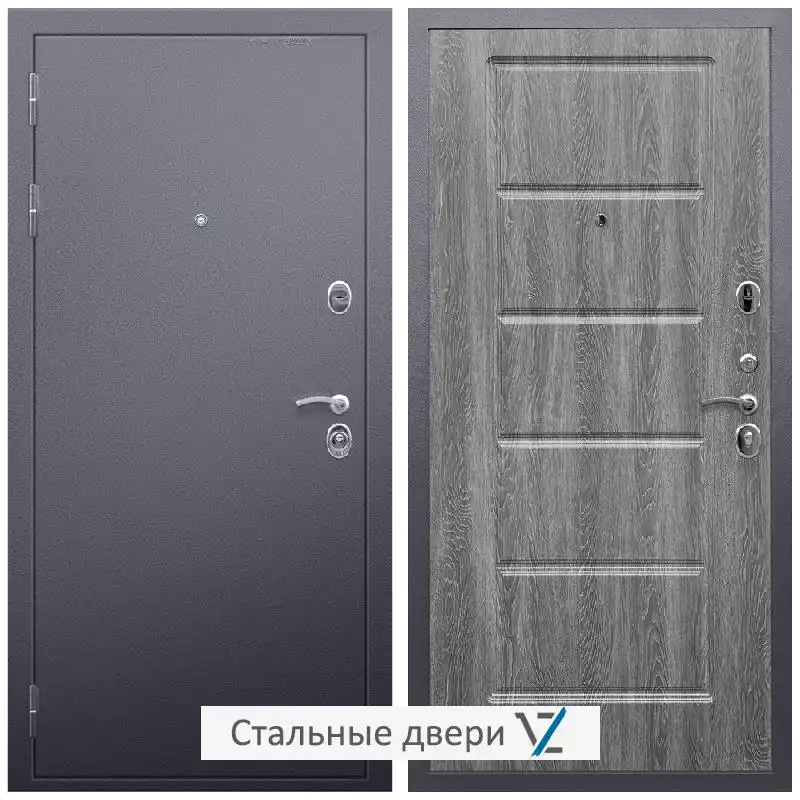 Дверь входная металлическая VZ Люкс Антик серебро / ФЛ-39 Дуб Филадельфия графит