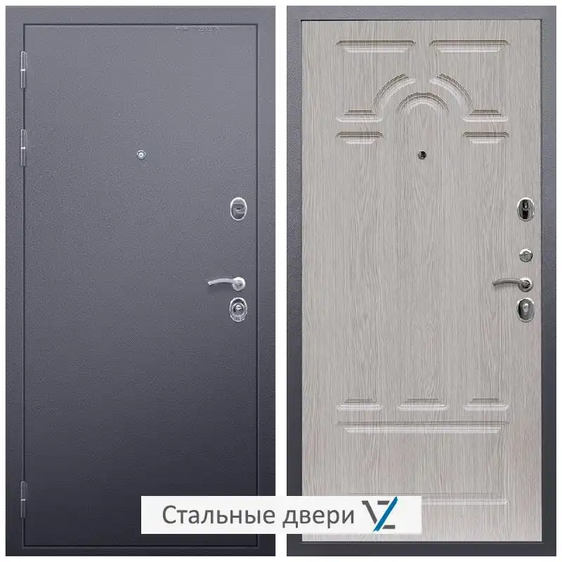 Дверь входная металлическая VZ Люкс Антик серебро / ФЛ-58 Дуб белёный