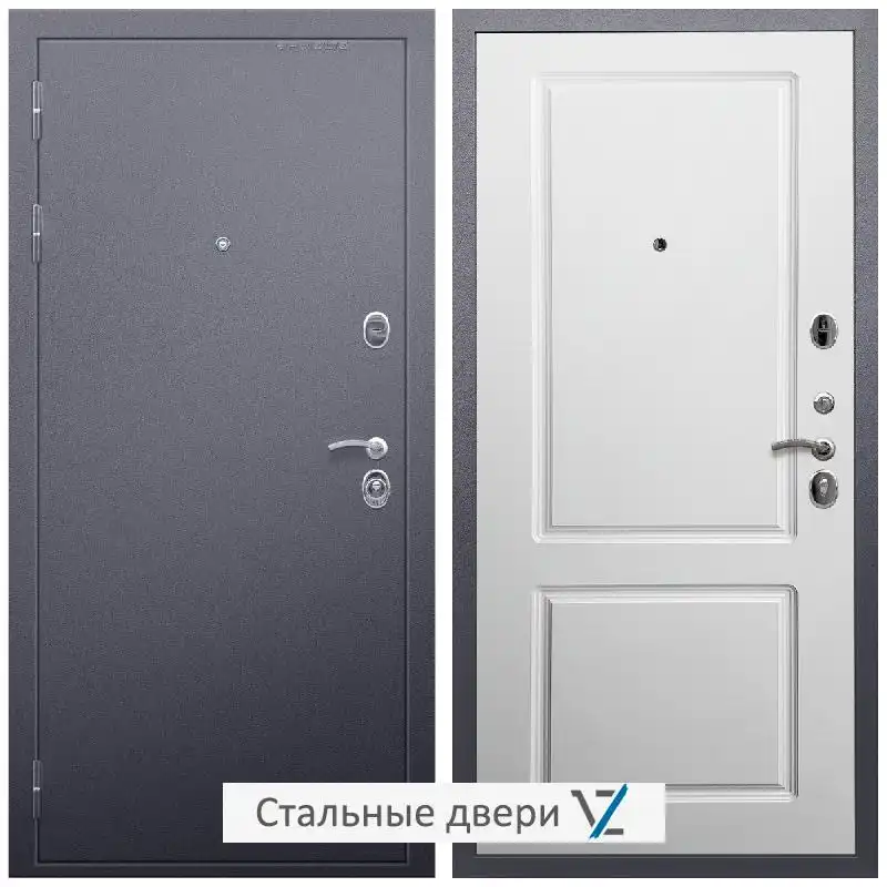 Дверь входная металлическая VZ Люкс Антик серебро / ФЛ-117 Белый матовый
