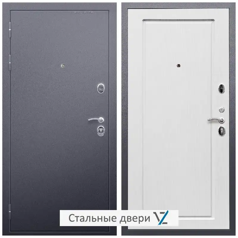 Дверь входная металлическая VZ Люкс Антик серебро / ФЛ-119 Ясень белый
