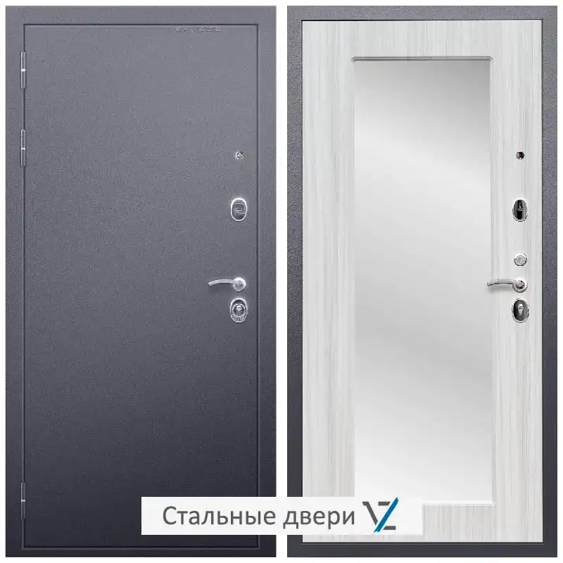 Дверь входная металлическая VZ Люкс Антик серебро / ФЛЗ-пастораль, Сандал белый с шумоизоляцией