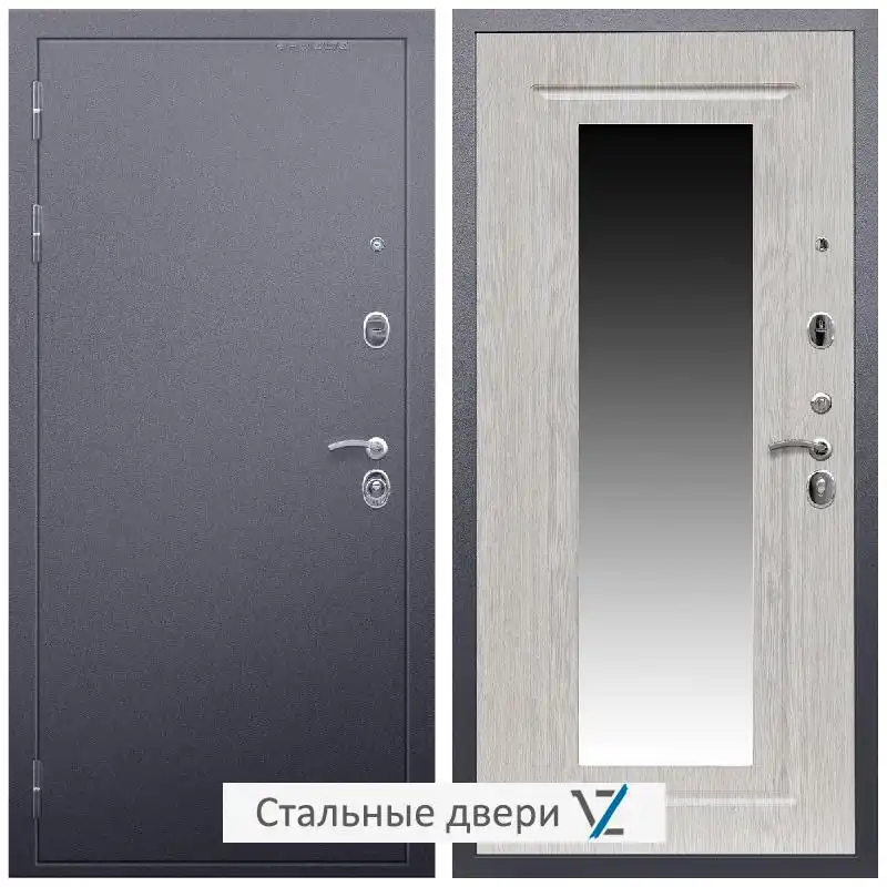 Дверь входная металлическая VZ Люкс Антик серебро / ФЛЗ-120 Дуб белёный от производителя