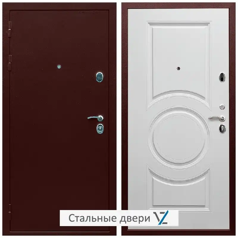 Дверь входная металлическая VZ Люкс Антик медь / МС-100 Белый матовый