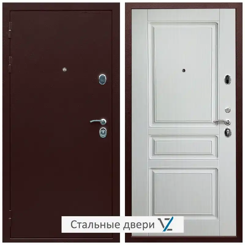 Дверь входная металлическая VZ Люкс Антик медь / ФЛ-243 Ясень белый