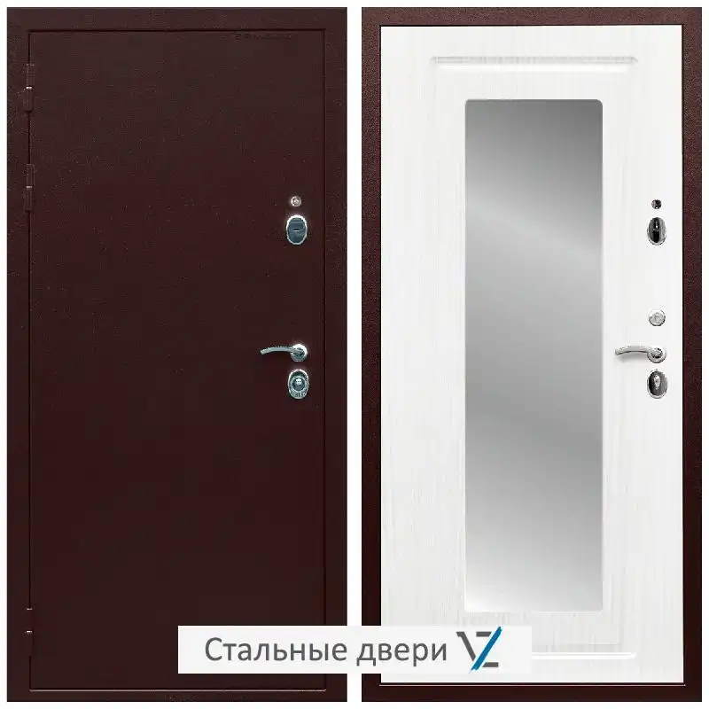 Дверь входная металлическая VZ Люкс Антик медь / ФЛЗ-120 Ясень белый для частного дома от изготовителя