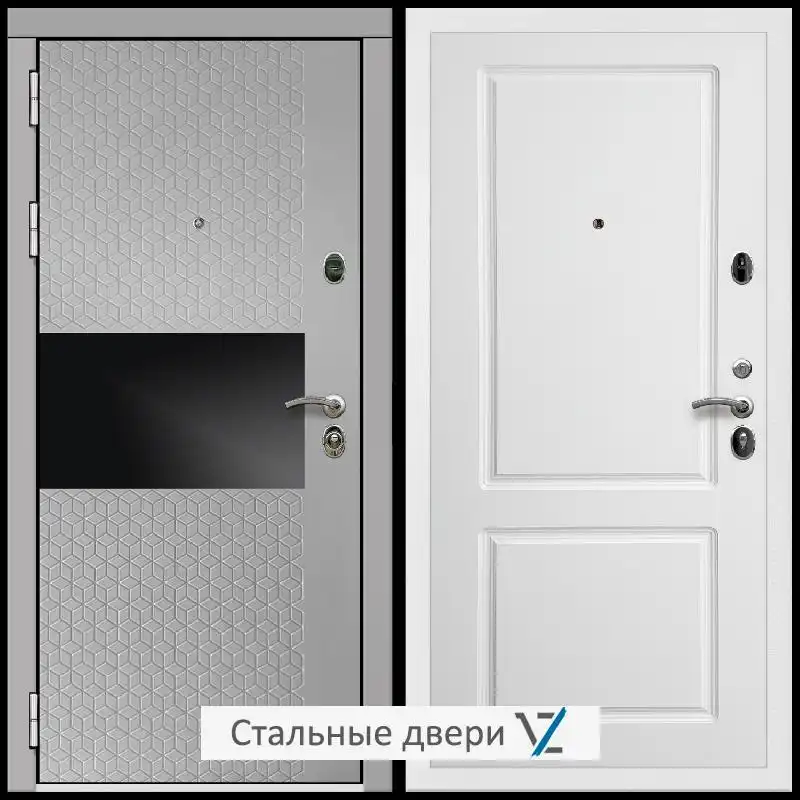 Дверь входная металлическая VZ Престиж Белая шагрень Милк рикамо софт / ФЛ-117 матовый