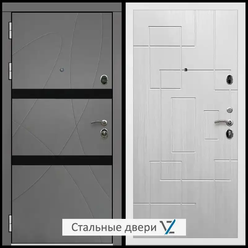 Дверь входная металлическая VZ Престиж Белая шагрень Смоки рикамо софт / ФЛ-57 Белый жемчуг