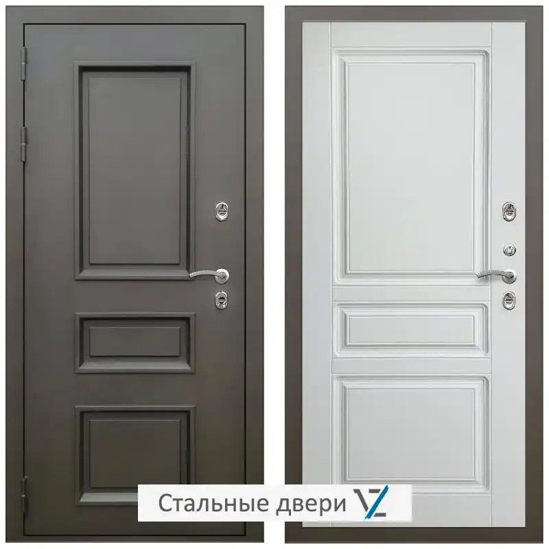 Дверь входная металлическая уличная в дом VZ Фаренгейт / ФЛ-243 Ясень белый для загородного дома
