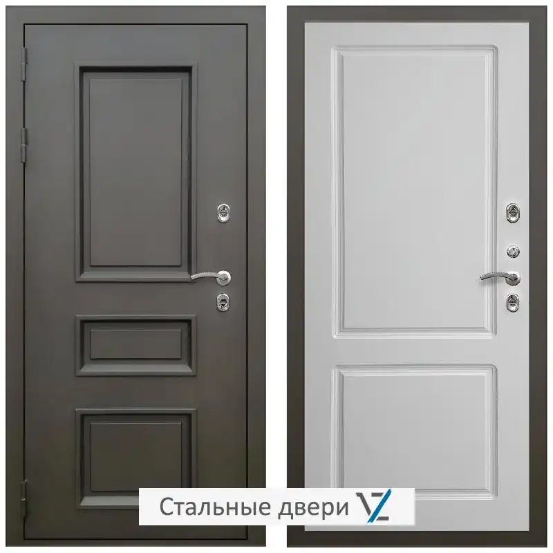 Дверь входная металлическая уличная в дом VZ Фаренгейт / ФЛ-117 Белый матовый для загородного дома
