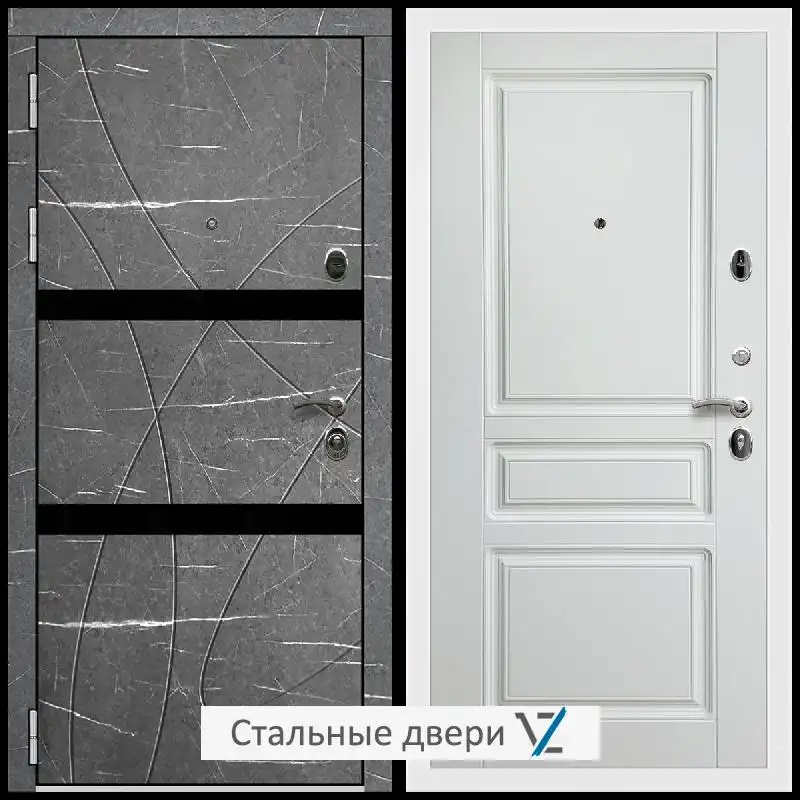 Дверь входная металлическая VZ Престиж Белая шагрень Торос графит / ФЛ-243 Ясень белый