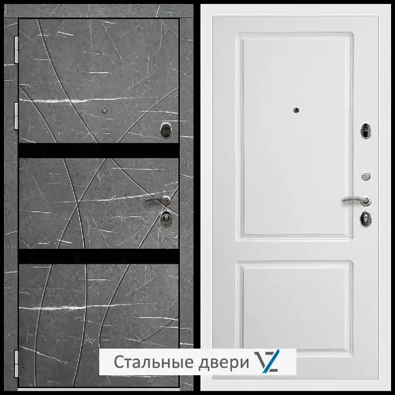 Дверь входная металлическая VZ Престиж Белая шагрень Торос графит / ФЛ-117 Белый матовый