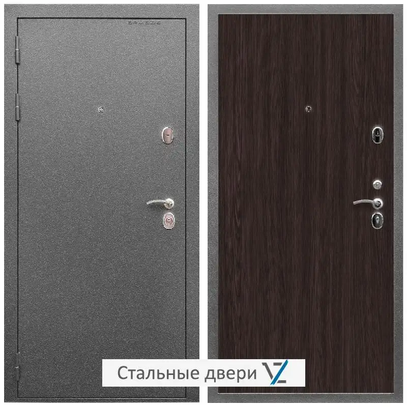 Дверь входная металлическая VZ Оптима Антик серебро / ПЭ Венге
