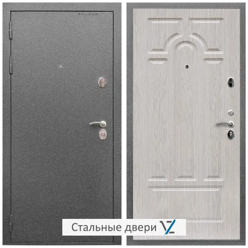 Дверь входная металлическая VZ Оптима Антик серебро / ФЛ-58 Дуб белёный