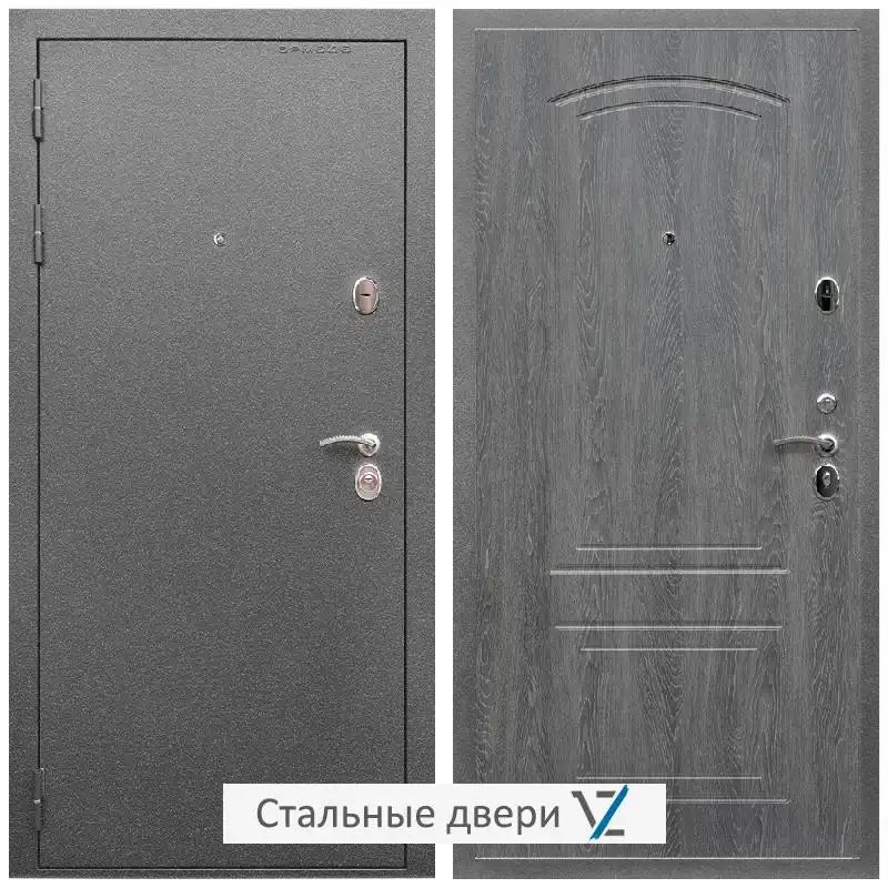 Дверь входная металлическая VZ Оптима Антик серебро / ФЛ-138 Дуб Филадельфия графит