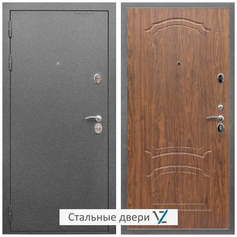 Дверь входная металлическая VZ Оптима Антик серебро / ФЛ-140 Мореная береза