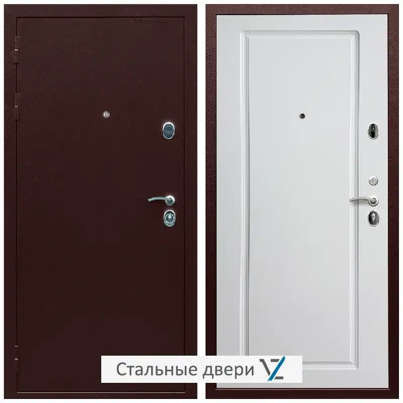 Дверь входная металлическая VZ Люкс Антик медь / ФЛ-119 Белый матовый