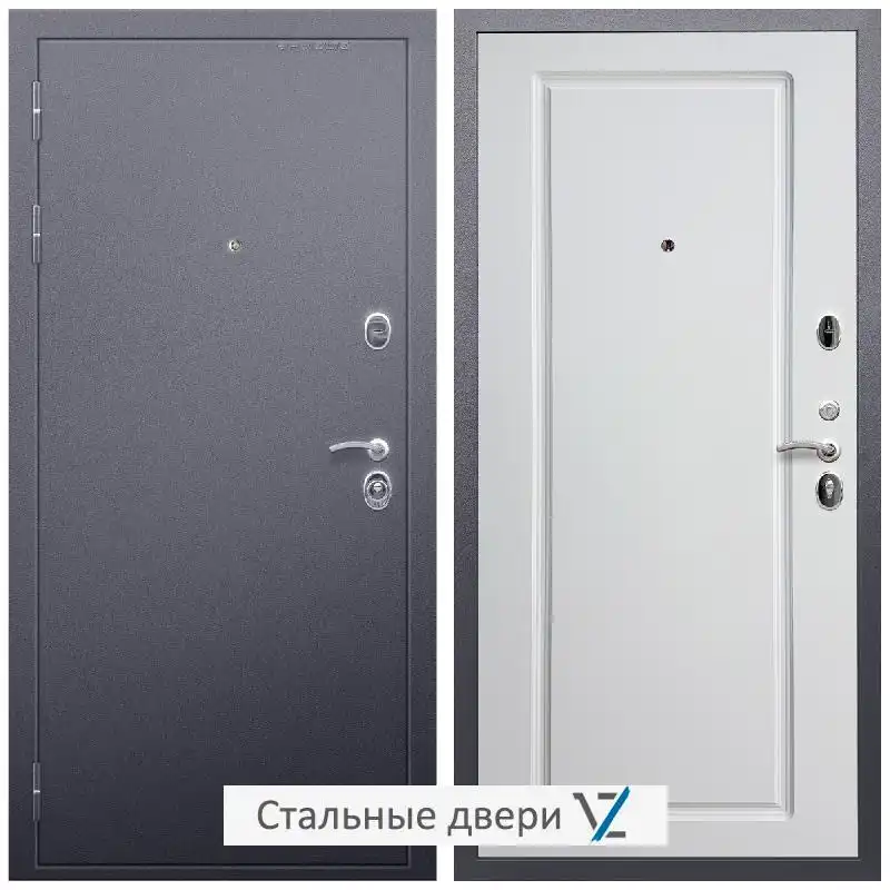 Дверь входная металлическая VZ Люкс Антик серебро / ФЛ-119 Белый матовый